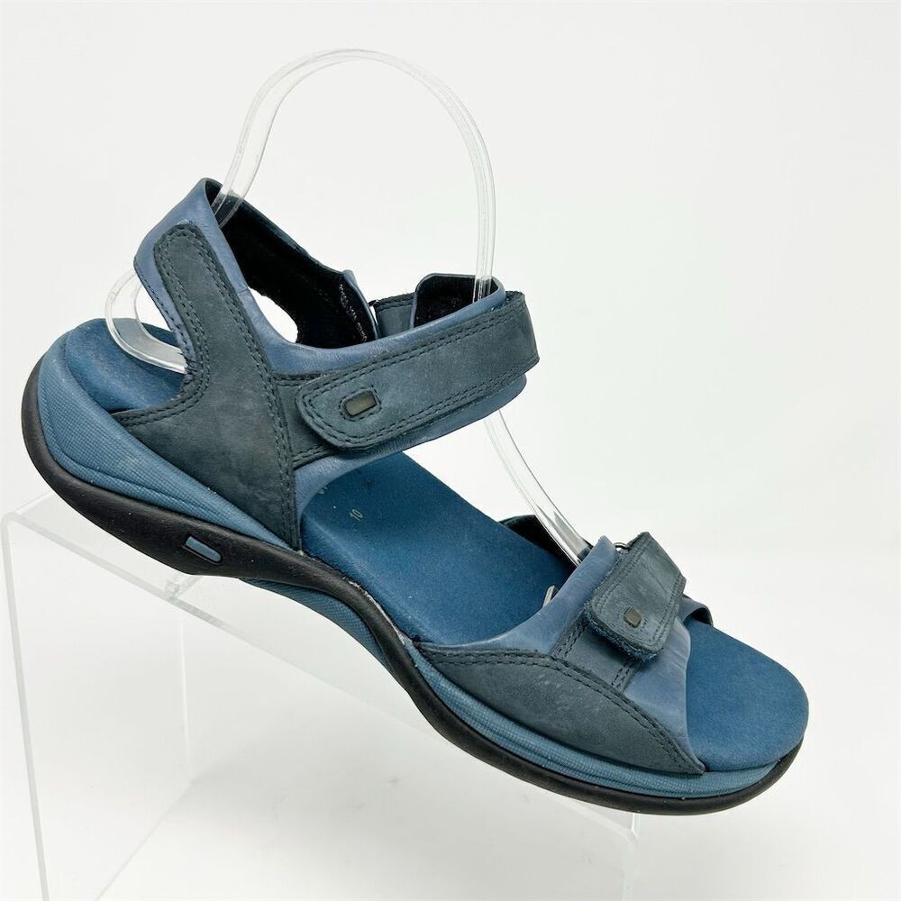 Clarks Women's Sporty Blue Leather Slingback Sandals Size 10 Casual Summer